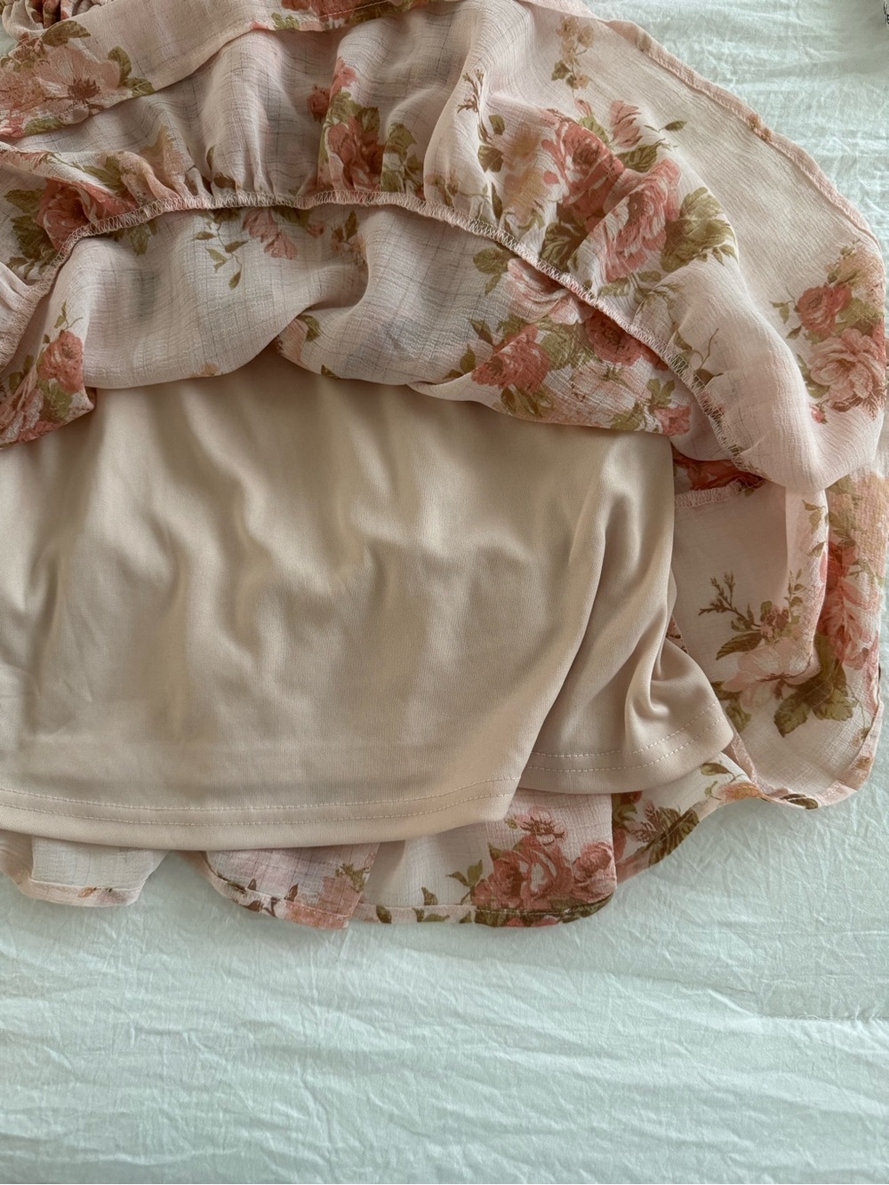 Blu Pepper Blush Floral Lace-Trim Long Sleeve Tiered Mini Dress - Picture 11 of 14